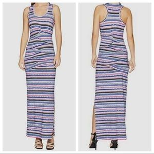Nicole Miller Womens Vanessa Maxi Dress Tidal Stripe Sleeveless Blue Pink size S